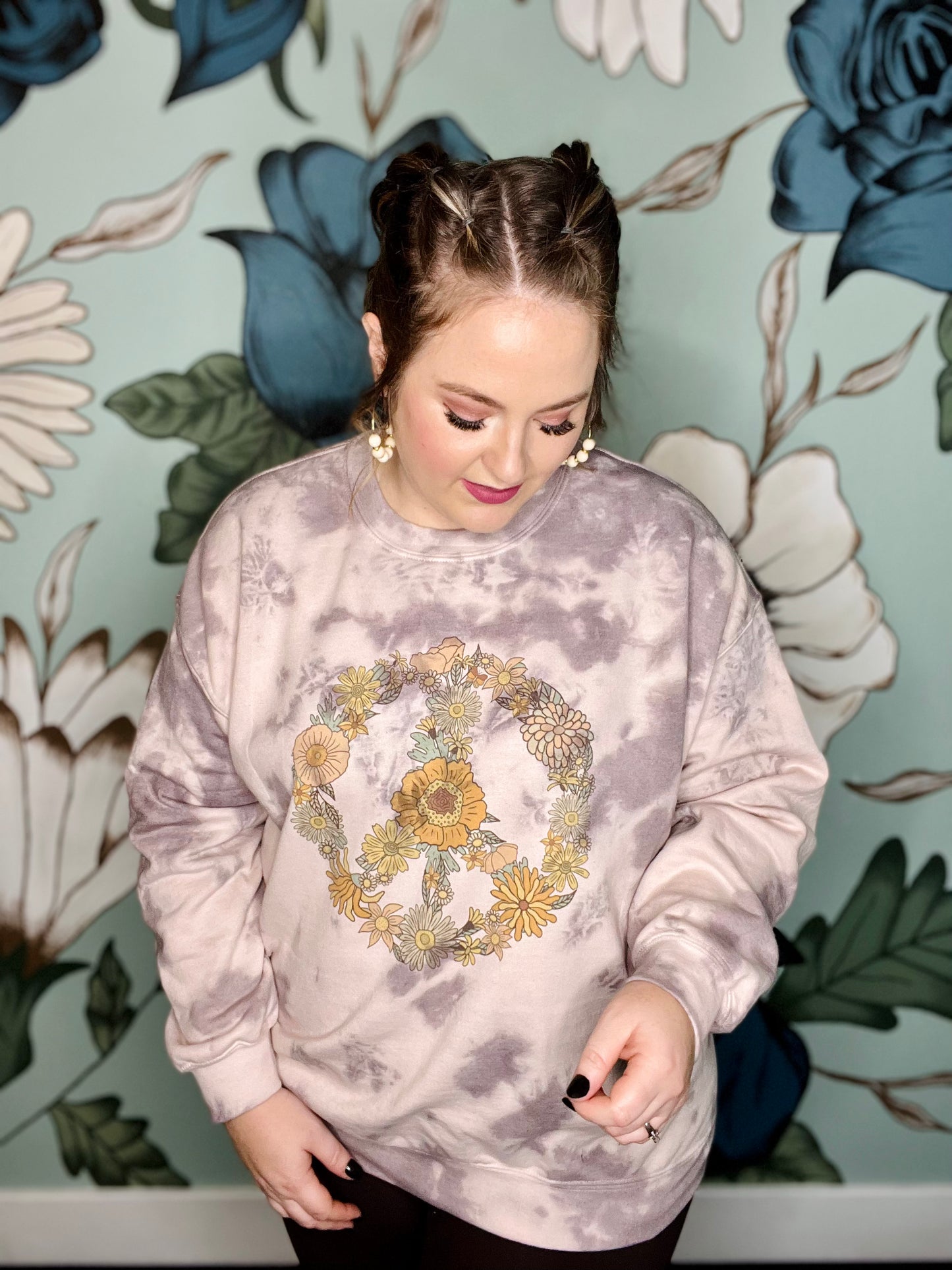 Boho Peace Sign Hand Dyed Sweatshirt