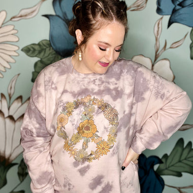 Boho Peace Sign Hand Dyed Sweatshirt