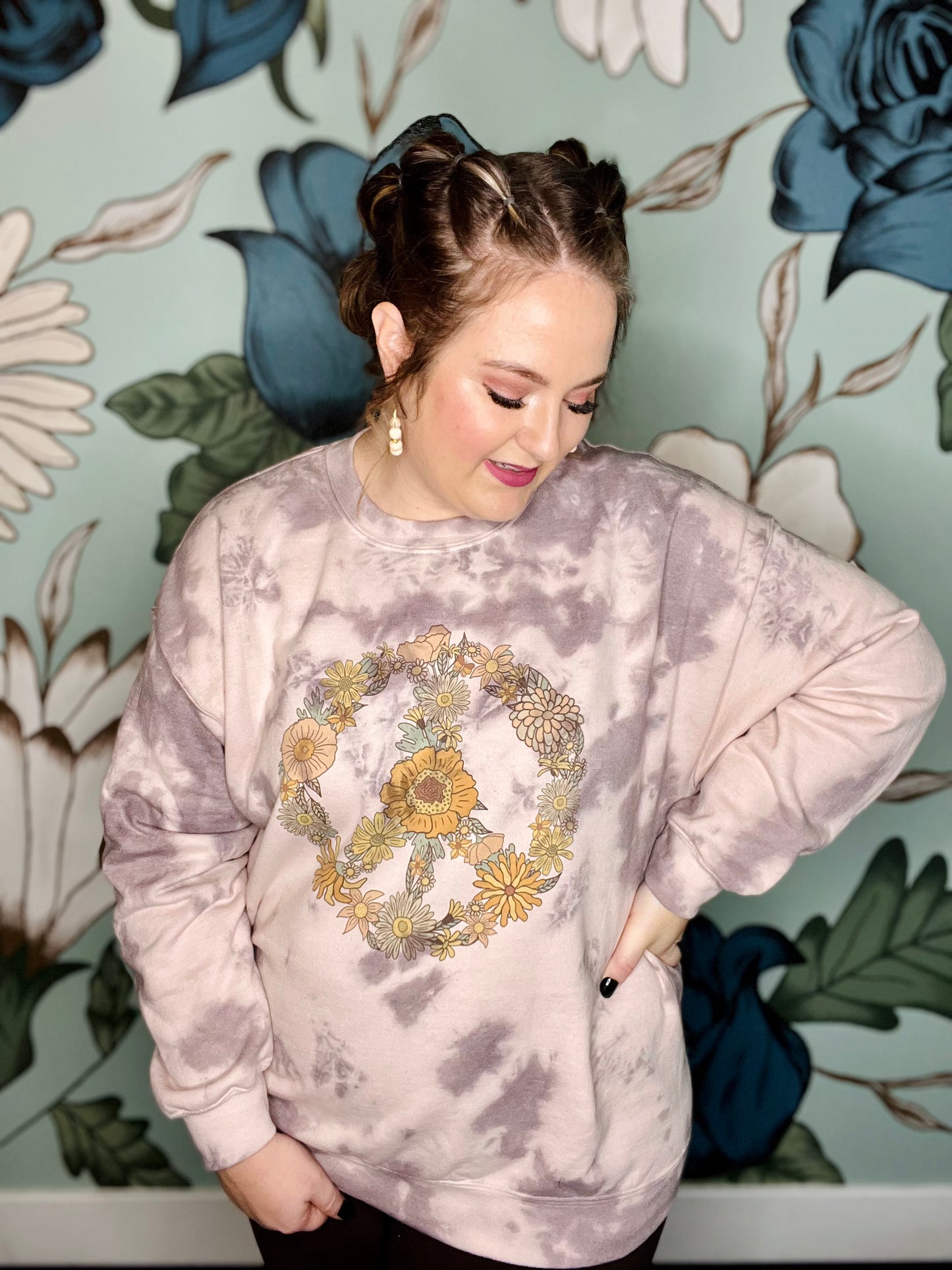 Boho Peace Sign Hand Dyed Sweatshirt