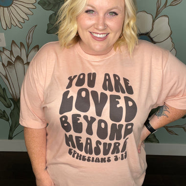 Loved Beyond Measure Graphic Tee on Peach