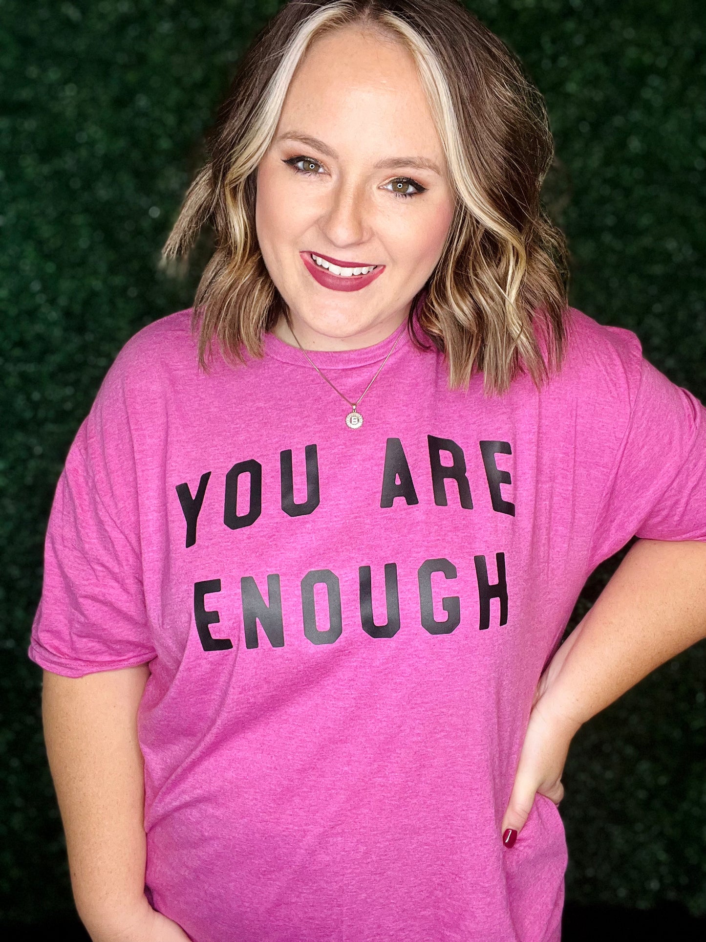 You Are Enough Tee on Berry