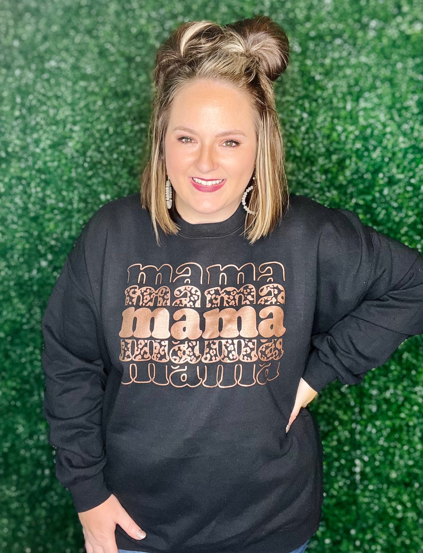 Rose Gold Mama Foil on Black Sweatshirt