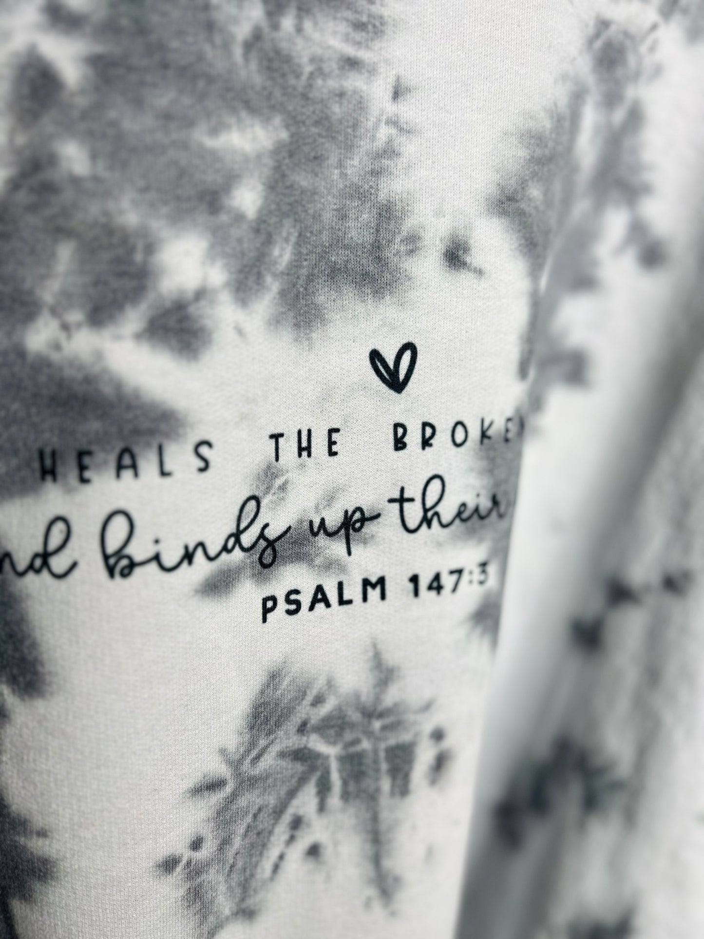 He Heals Hand Dyed Tee on Gray