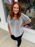 Casey Ribbed Shirt in Black and White
