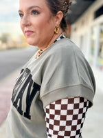 Game Day Embroidered Top in Gray