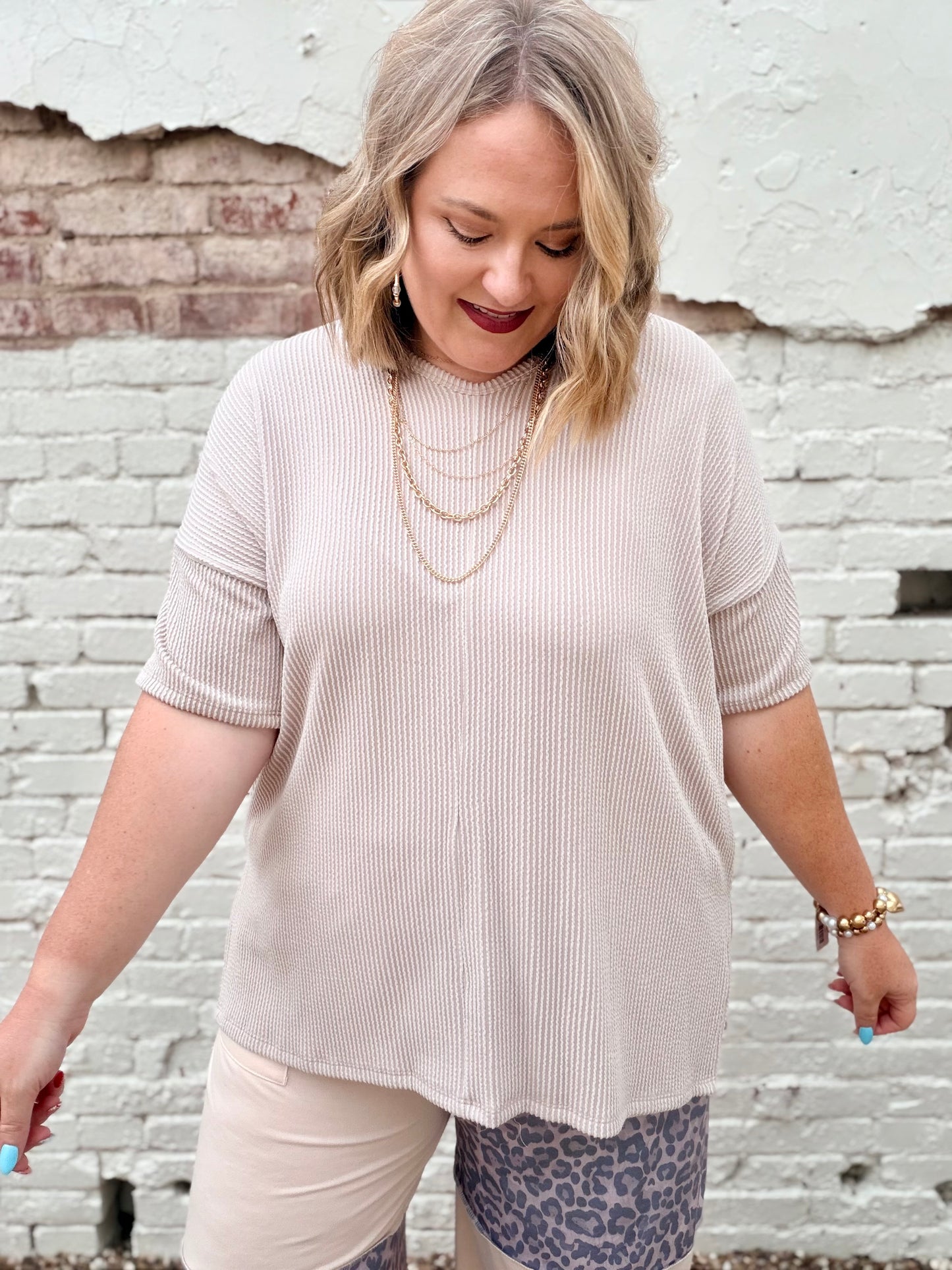 Sabra Ribbed Top in Sand