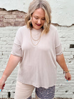 Sabra Ribbed Top in Sand