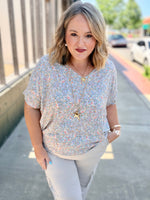 Floral Print Oversized V-Neck Top