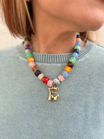 Chunky Beaded Initial Necklace