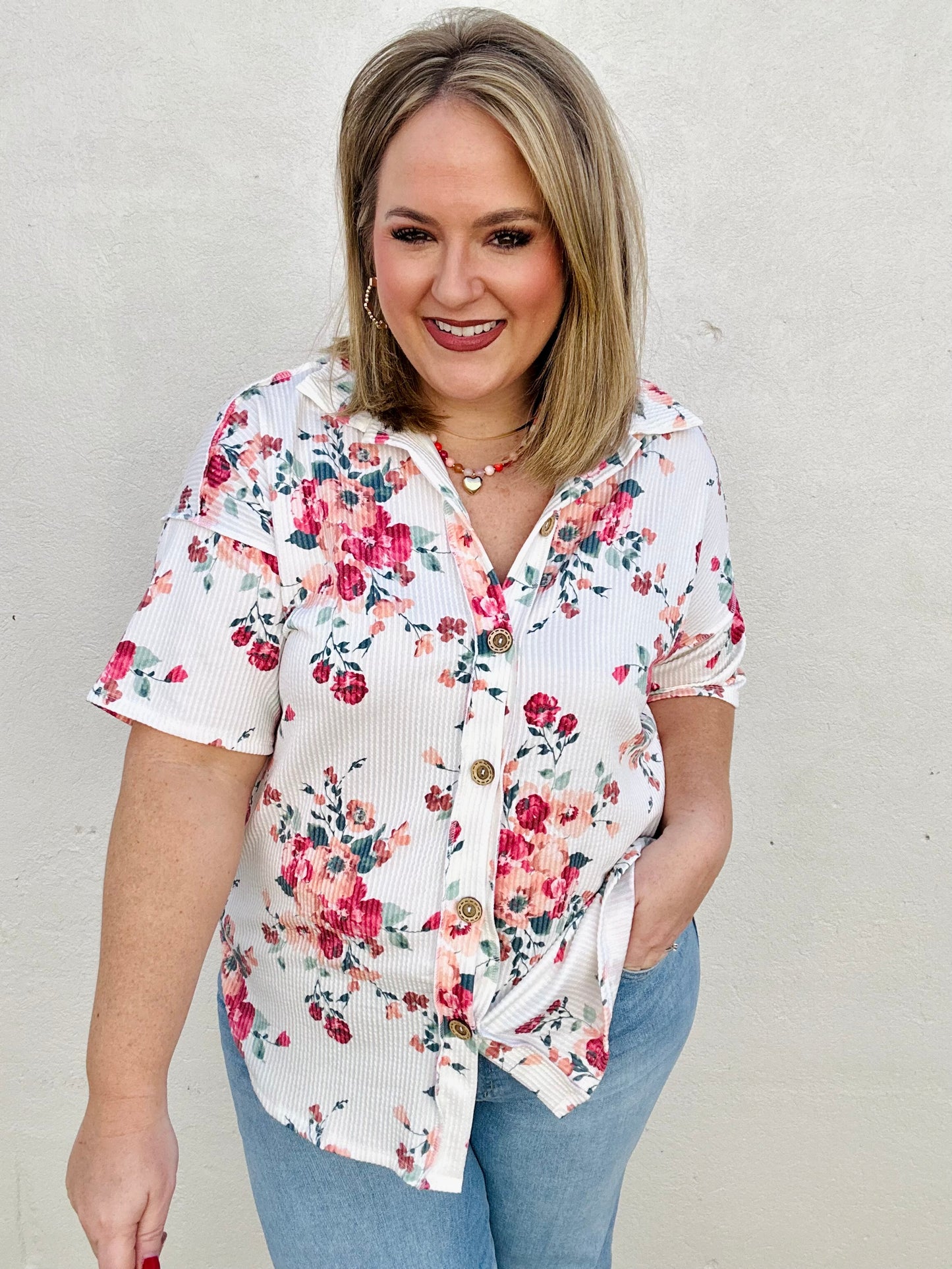 Dolly Button Up Floral Top