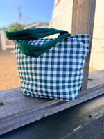 Green Checkered Puffer Bag