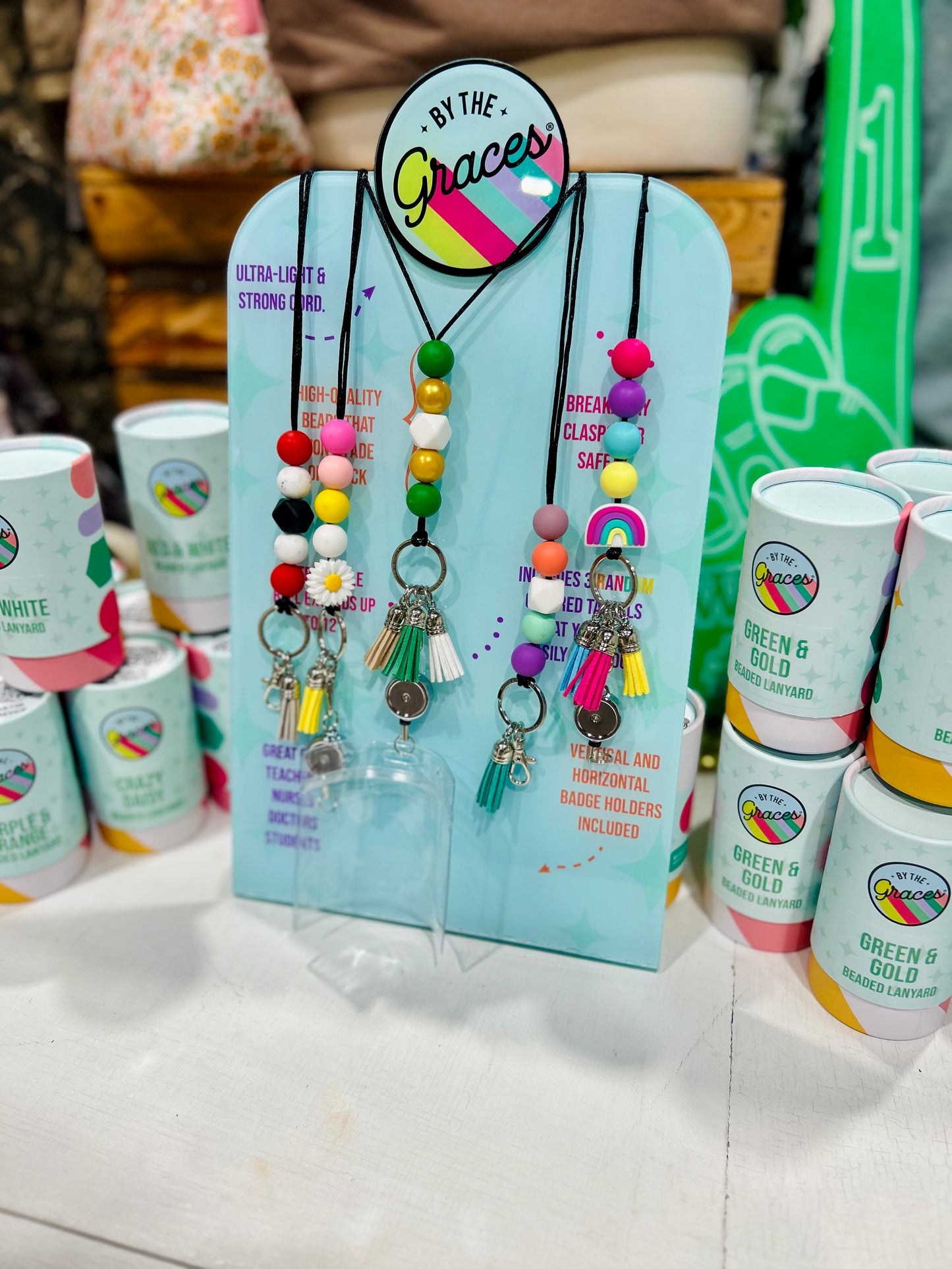 Retractable Beaded Lanyard (Multiple Colors)