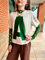Green and White Polka Dot Mesh