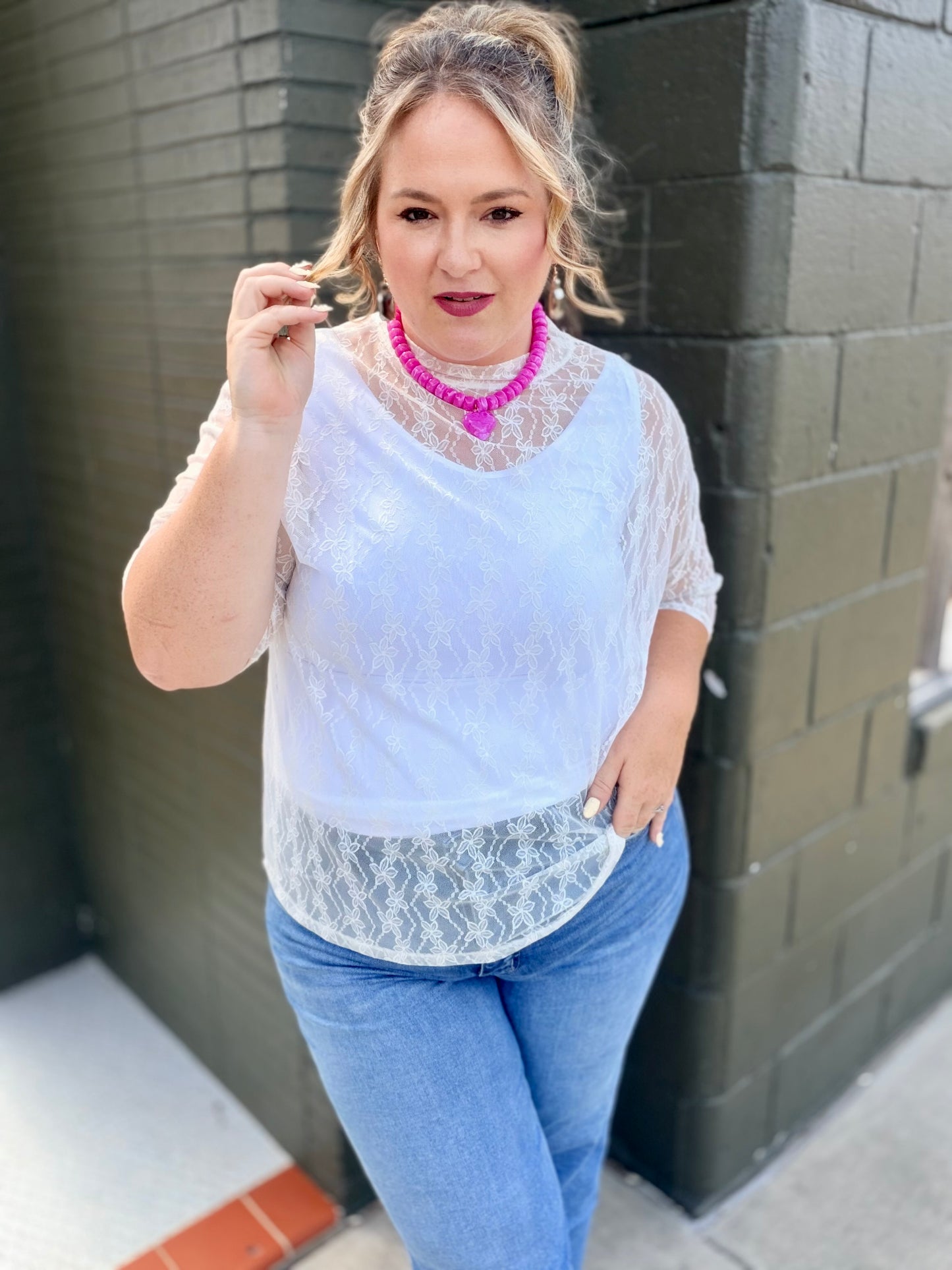 Rhiannon Lacey Mesh Top