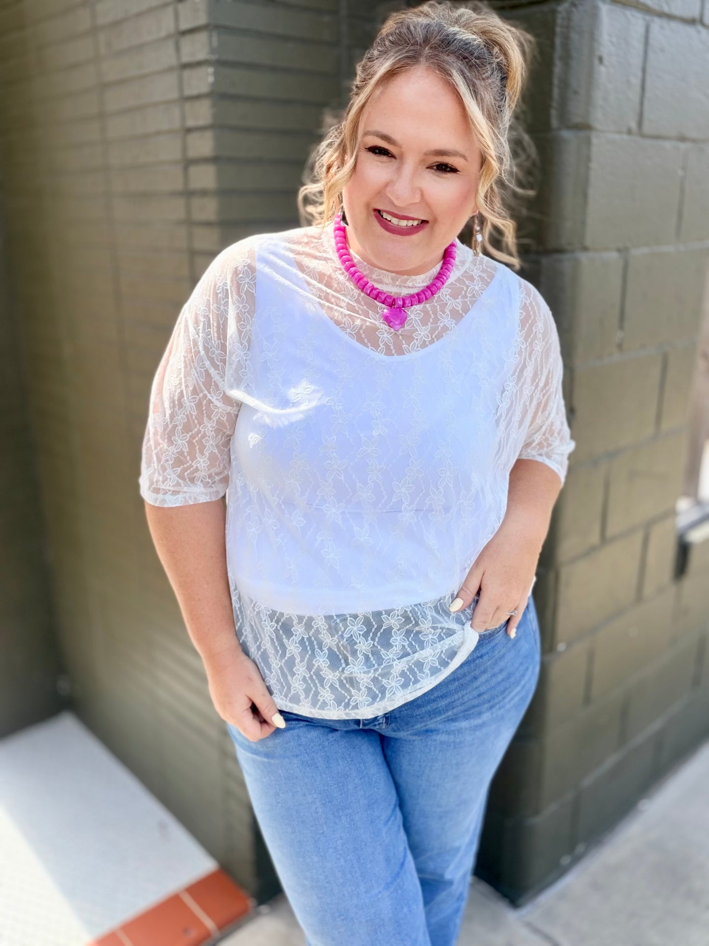 Rhiannon Lacey Mesh Top