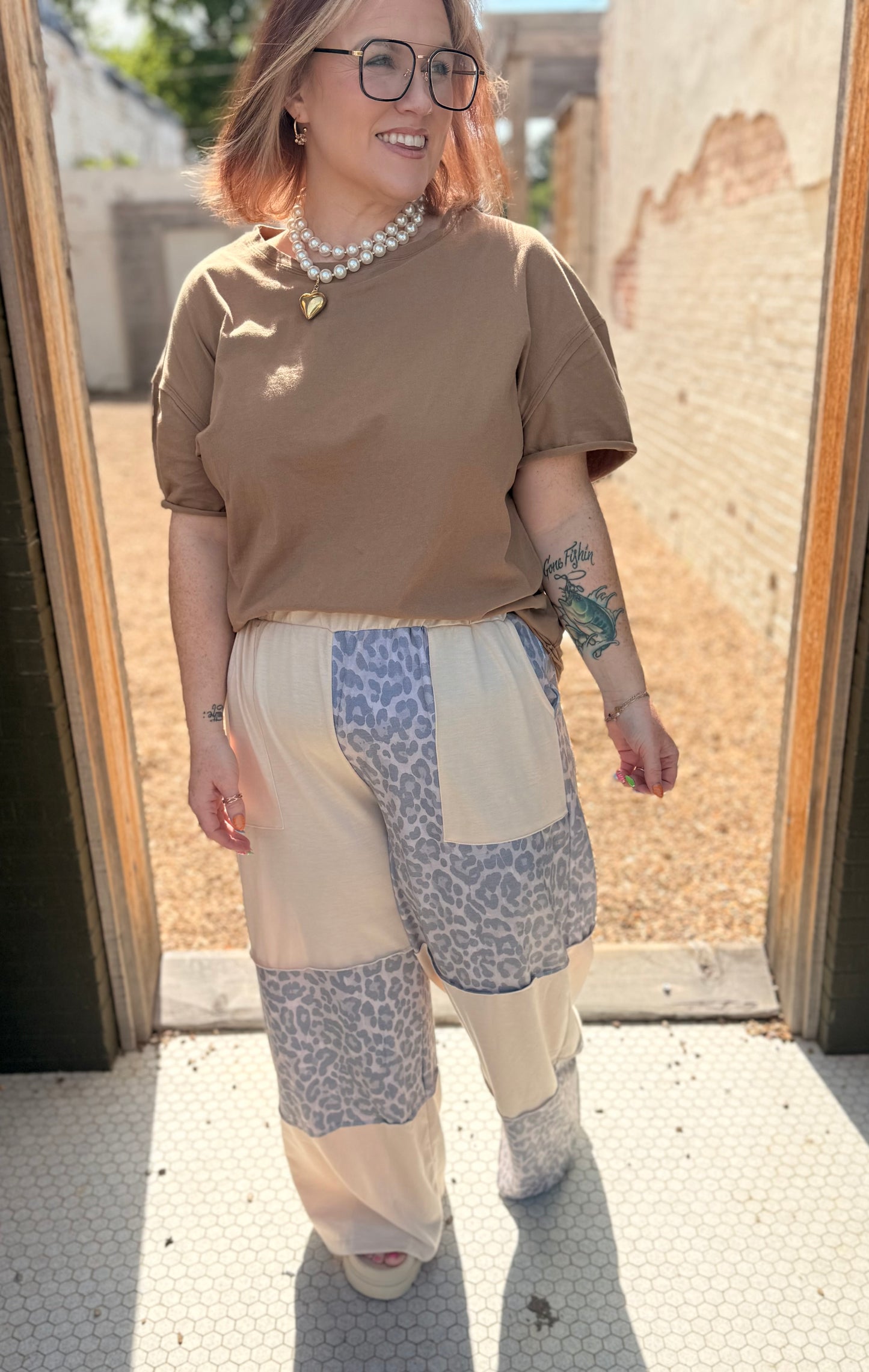 Fayth Patchwork Leopard Pants