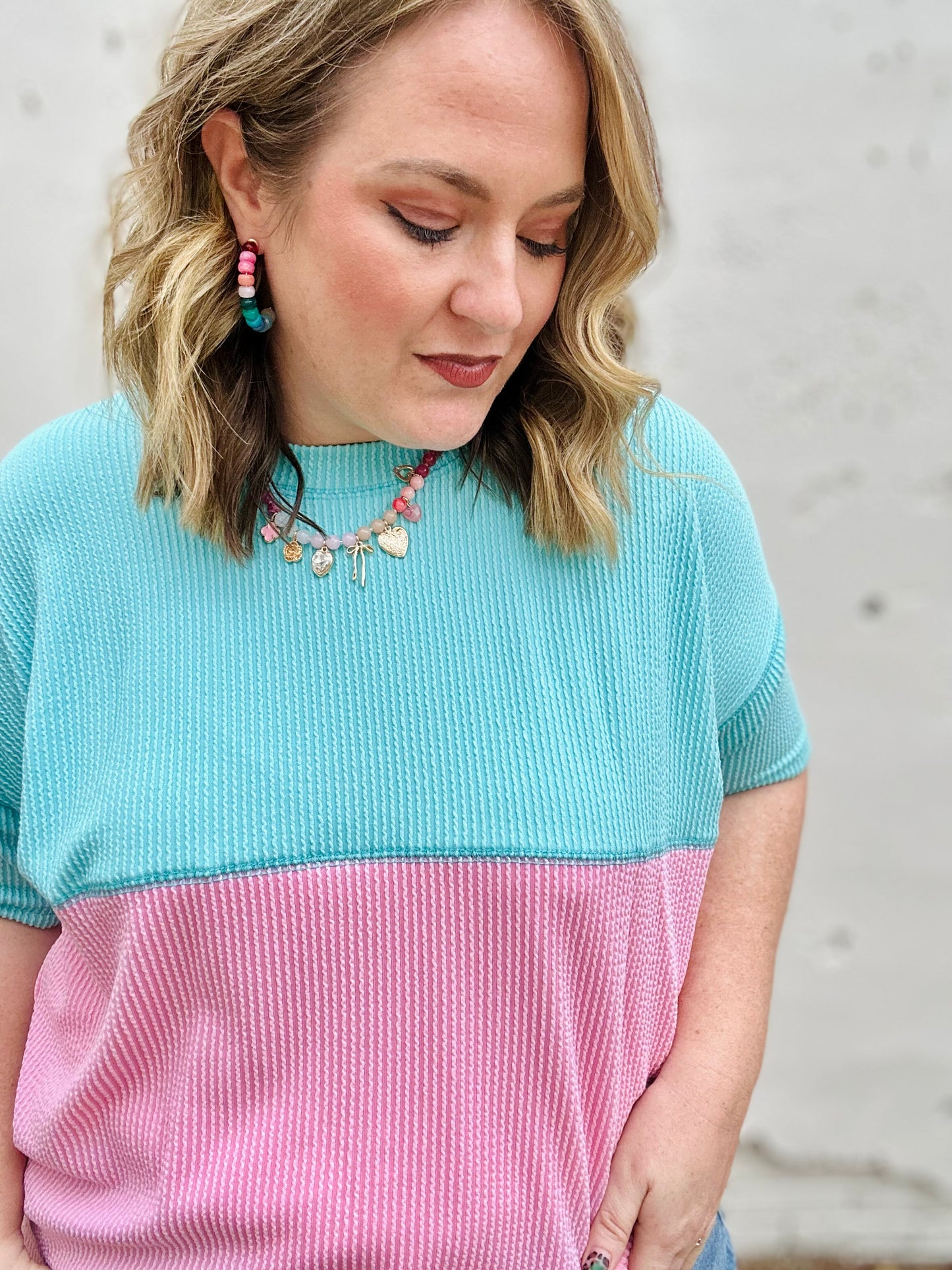 Sally Anne Color Block Ribbed Top