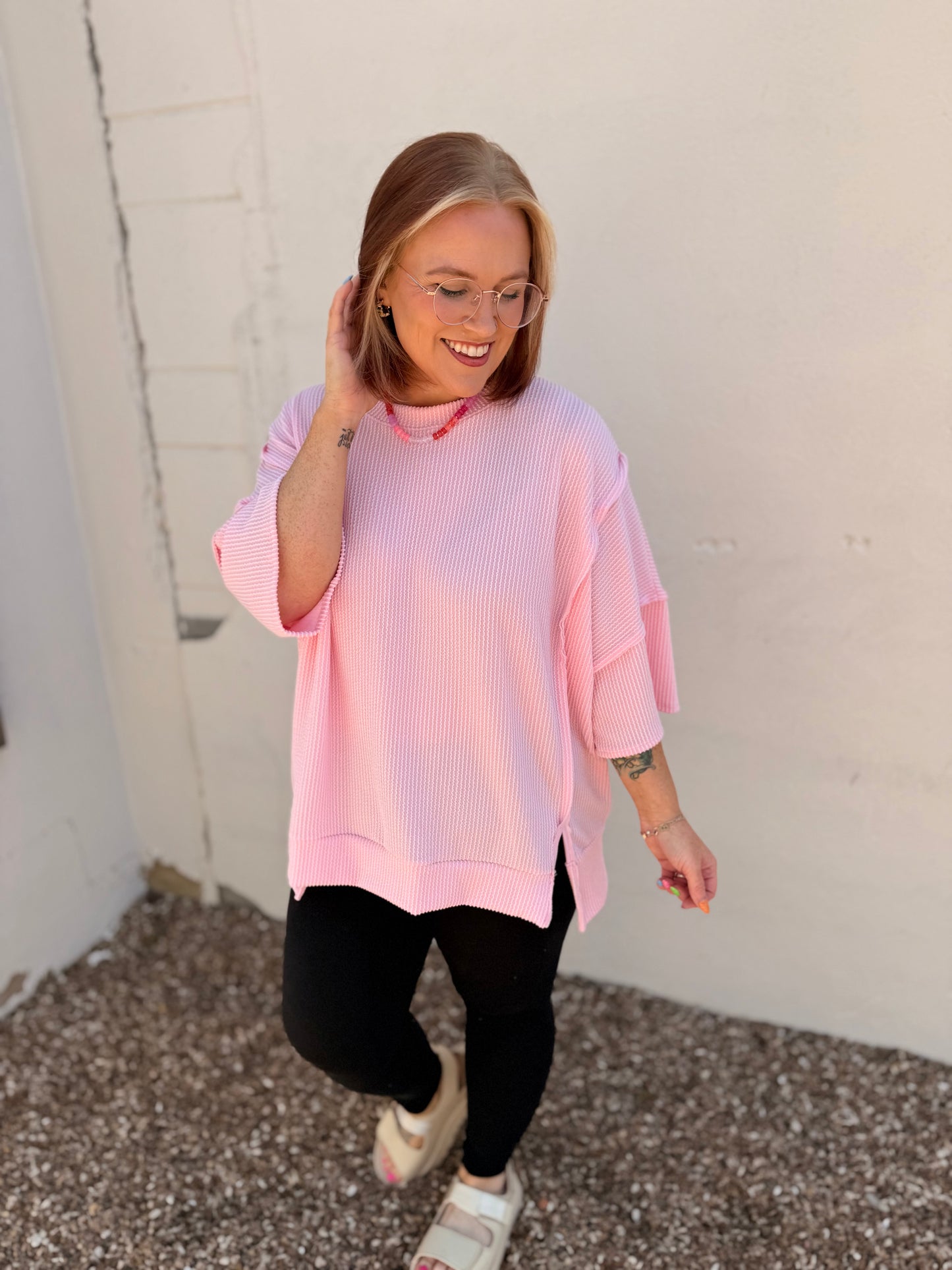 Carol Pink Ribbed Top