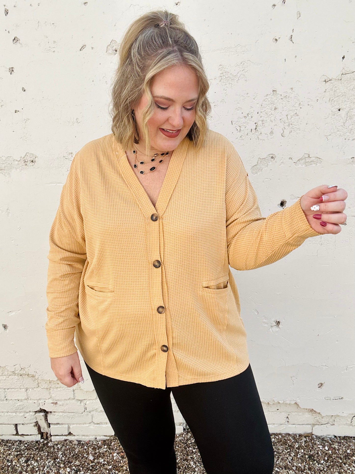 Two-Toned Charm Cardigan - Marigold