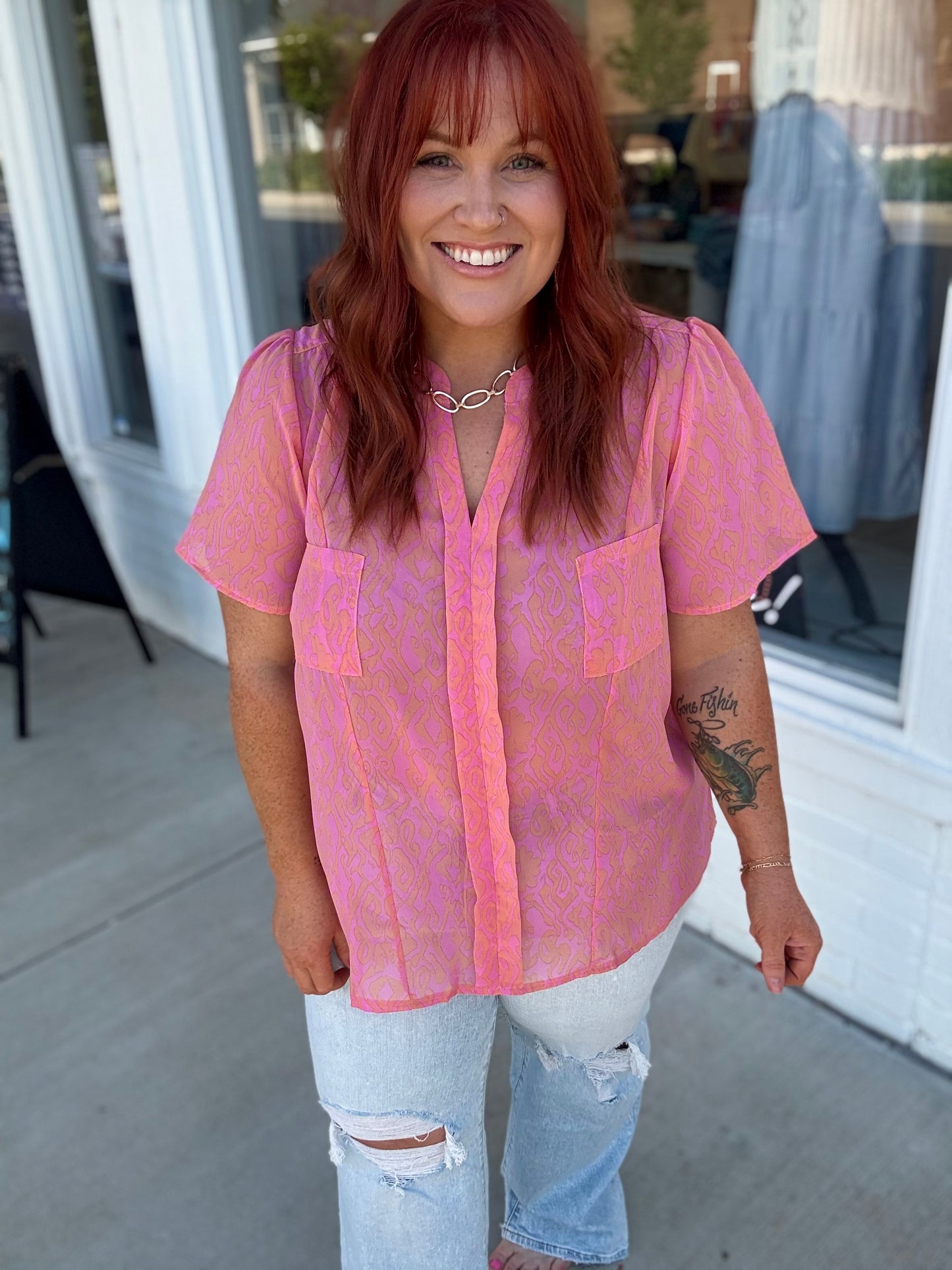 Paige Pink Pocketed Top