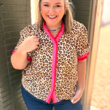 Deidre Animal Print Button Up Top