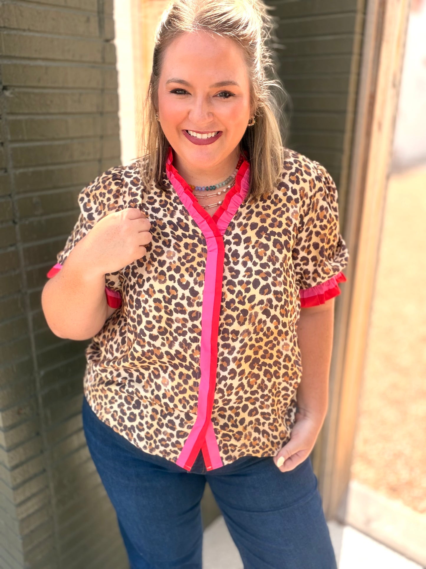 Deidre Animal Print Button Up Top