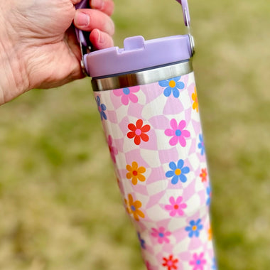 Retro Wavy 30 oz Tumbler with Carry Handle