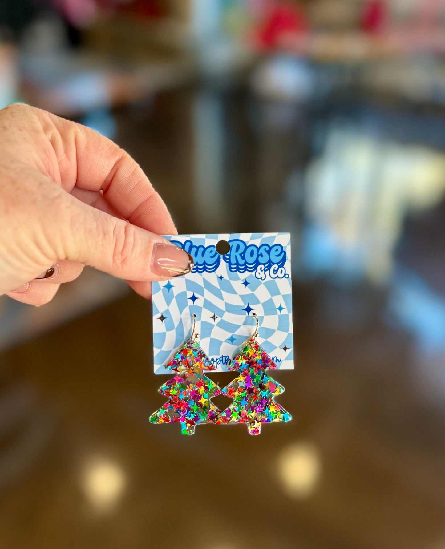 Rainbow Resin Tree Earrings