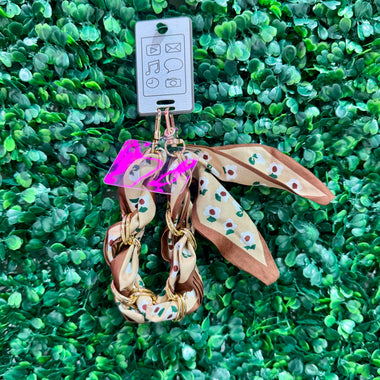 Floral Scarf & Chain Link Phone Charm