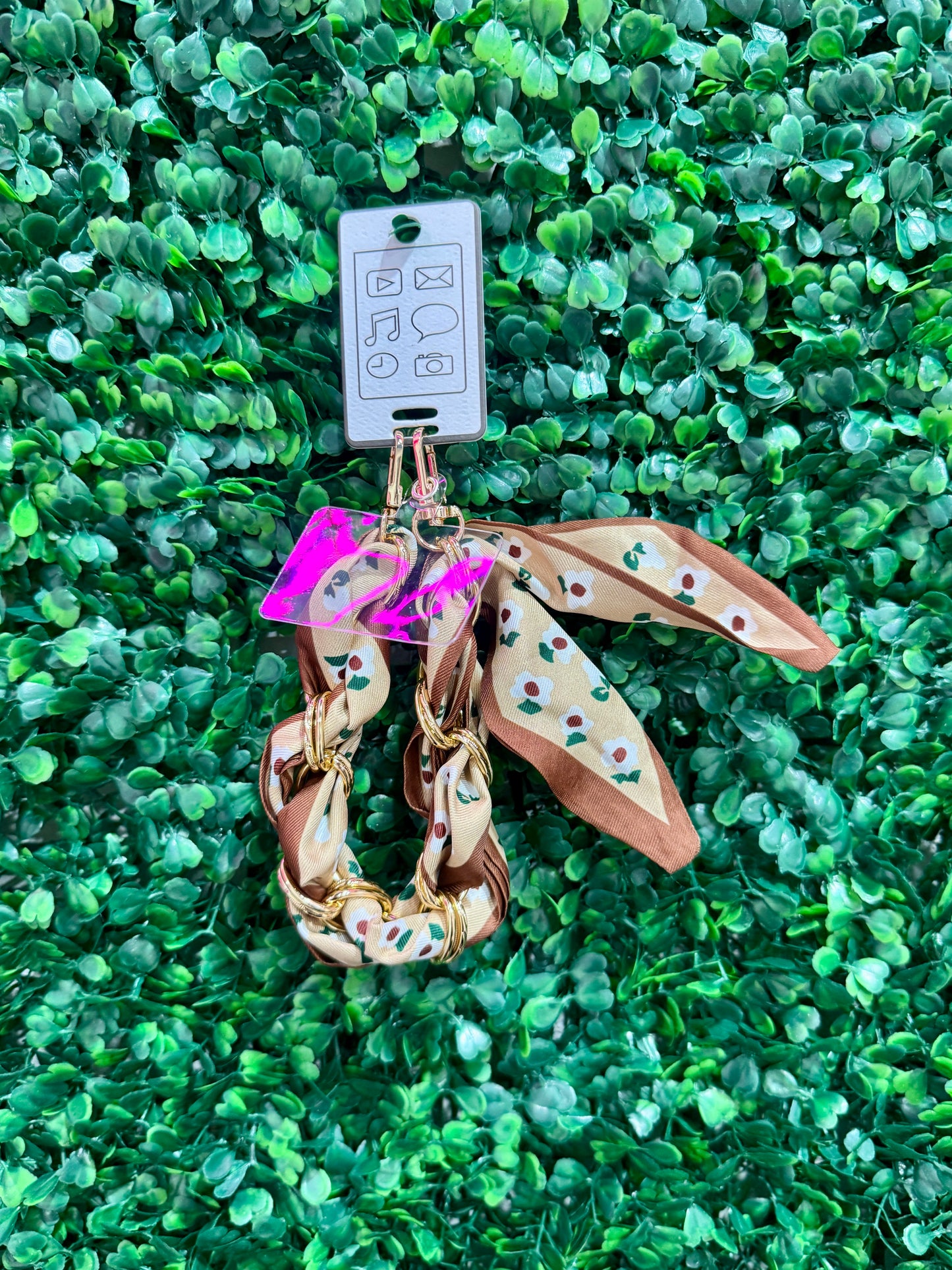 Floral Scarf & Chain Link Phone Charm