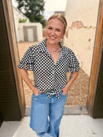Mesh Checkered Button Down
