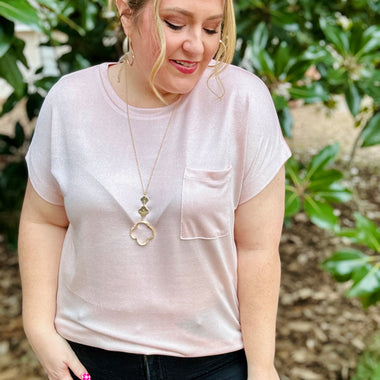 Chelsey Shimmer Pocket Tee (Multiple Colors)