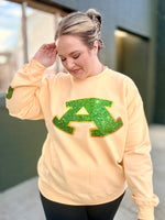 Mascot Faux Glitter Stretch Sleeve Sweatshirt