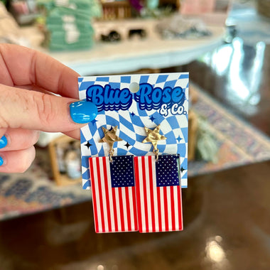 Resin American Flag Earrings