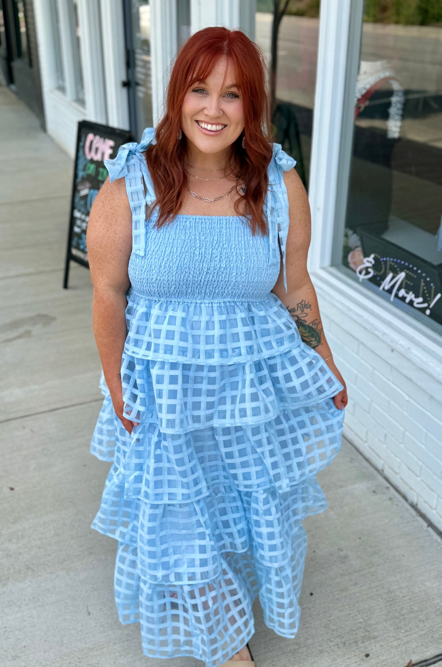 Briannah Blue Tiered Dress
