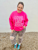 Love Like Jesus Faux Glitter Sweatshirt