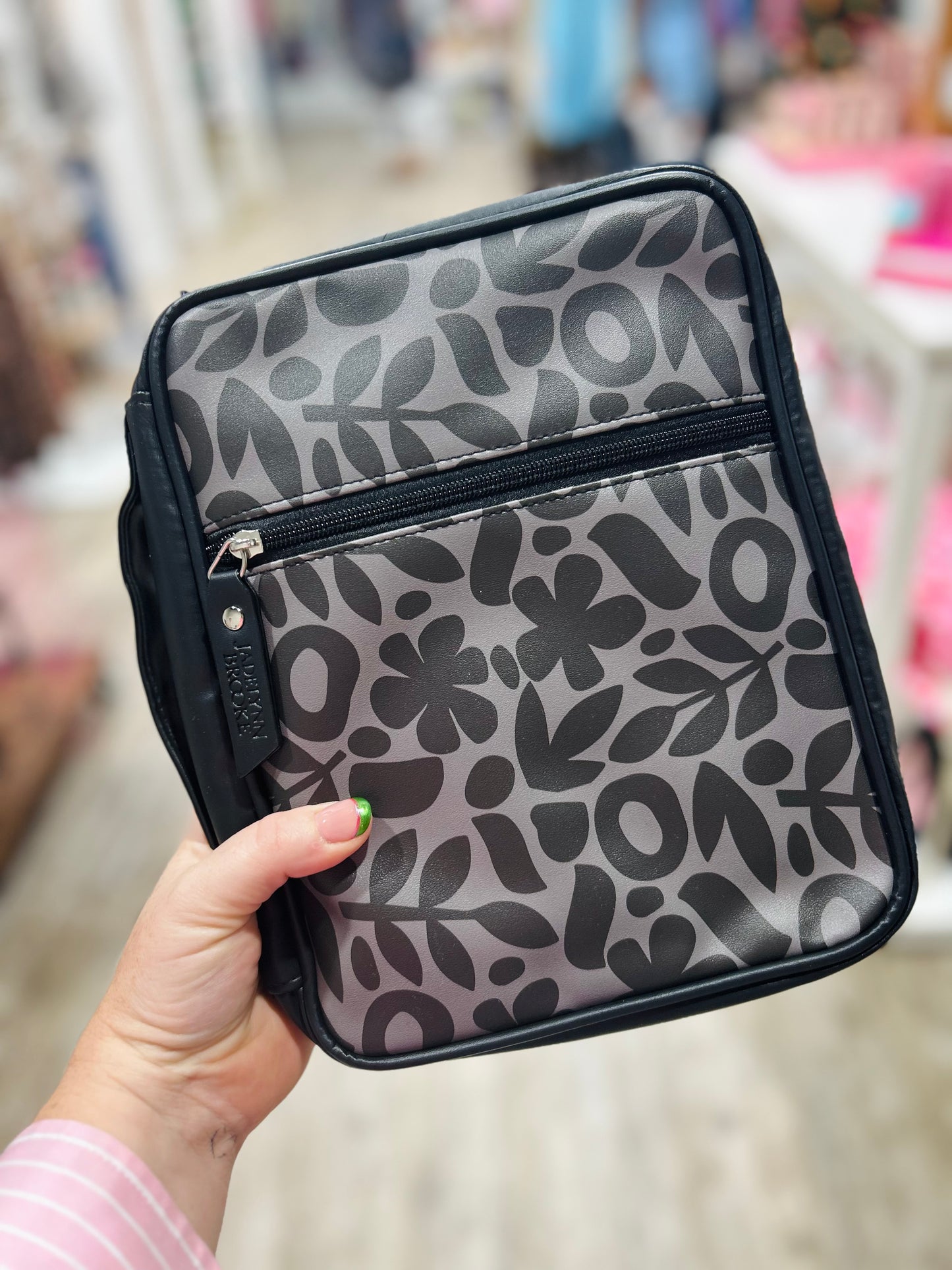 Black Floral Leather Bible Cover