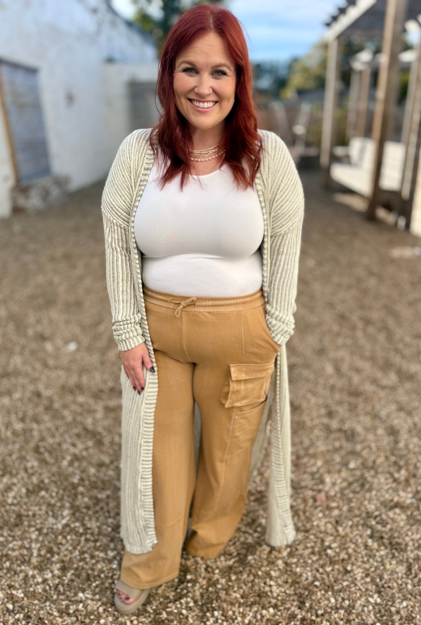 Wide Leg Knit Cargo Pants