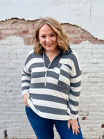 Alexa Grey Striped Top