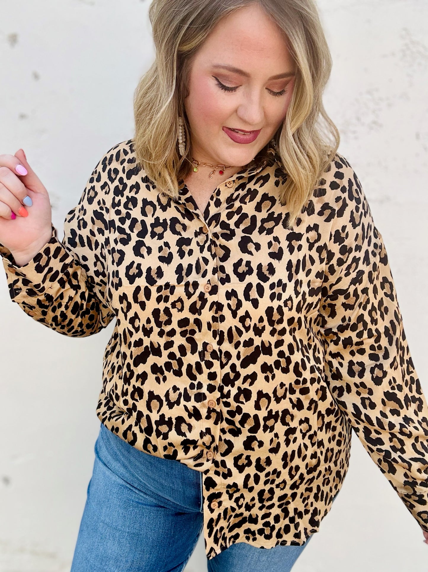 Leopard Print Long sleeve Button Up