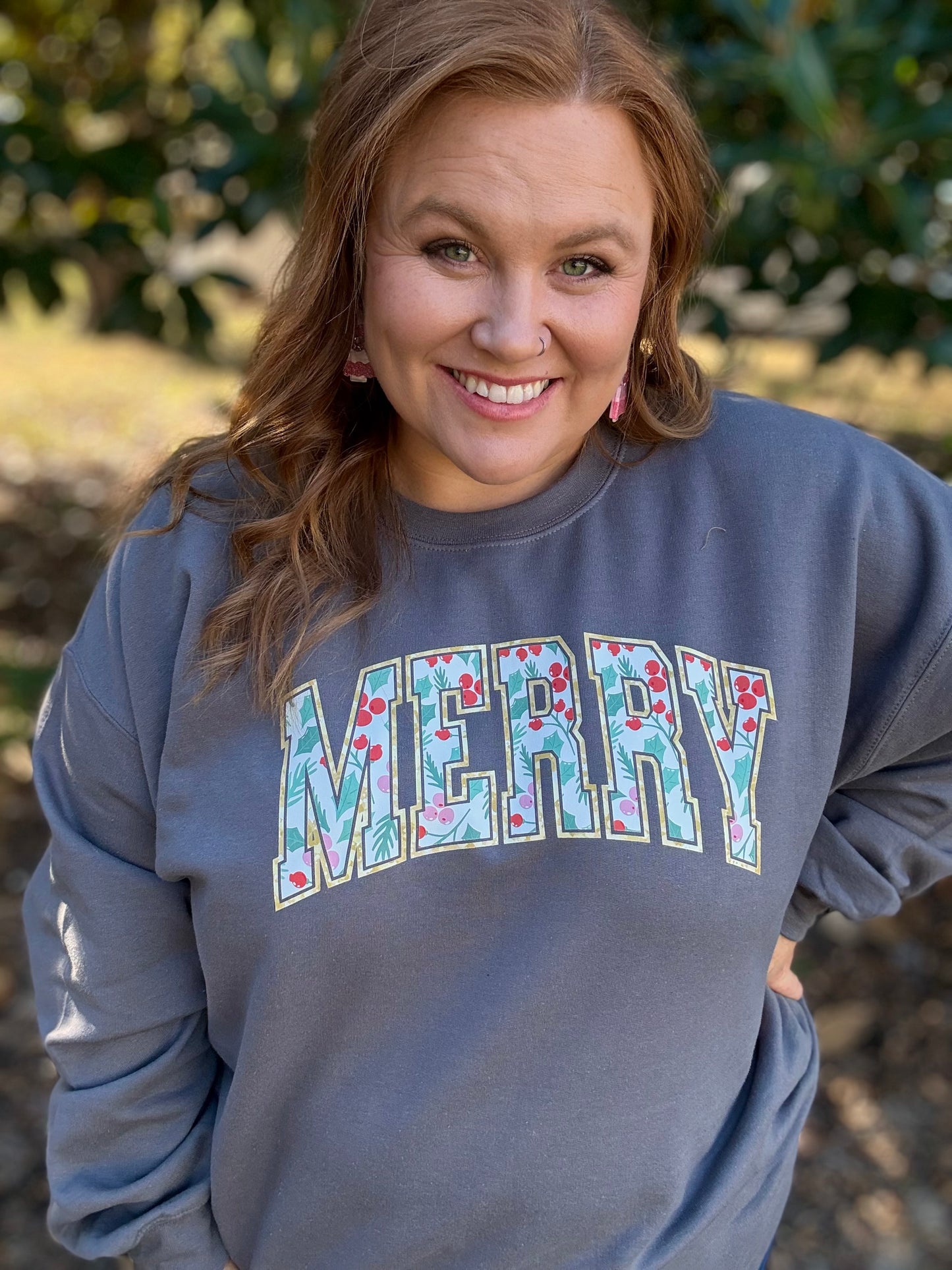 Merry Faux Glitter Sweatshirt