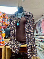 Mesh Leopard Button Down