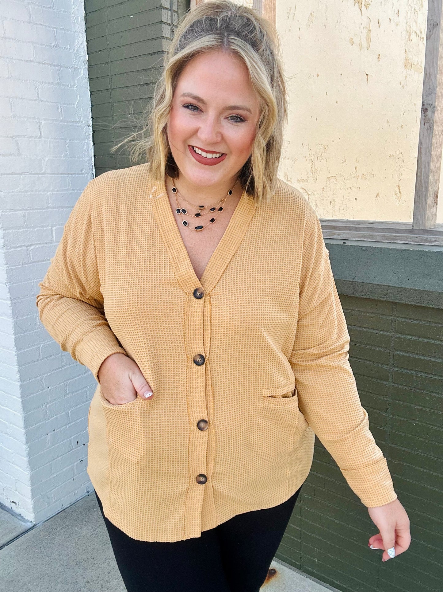 Two-Toned Charm Cardigan - Marigold