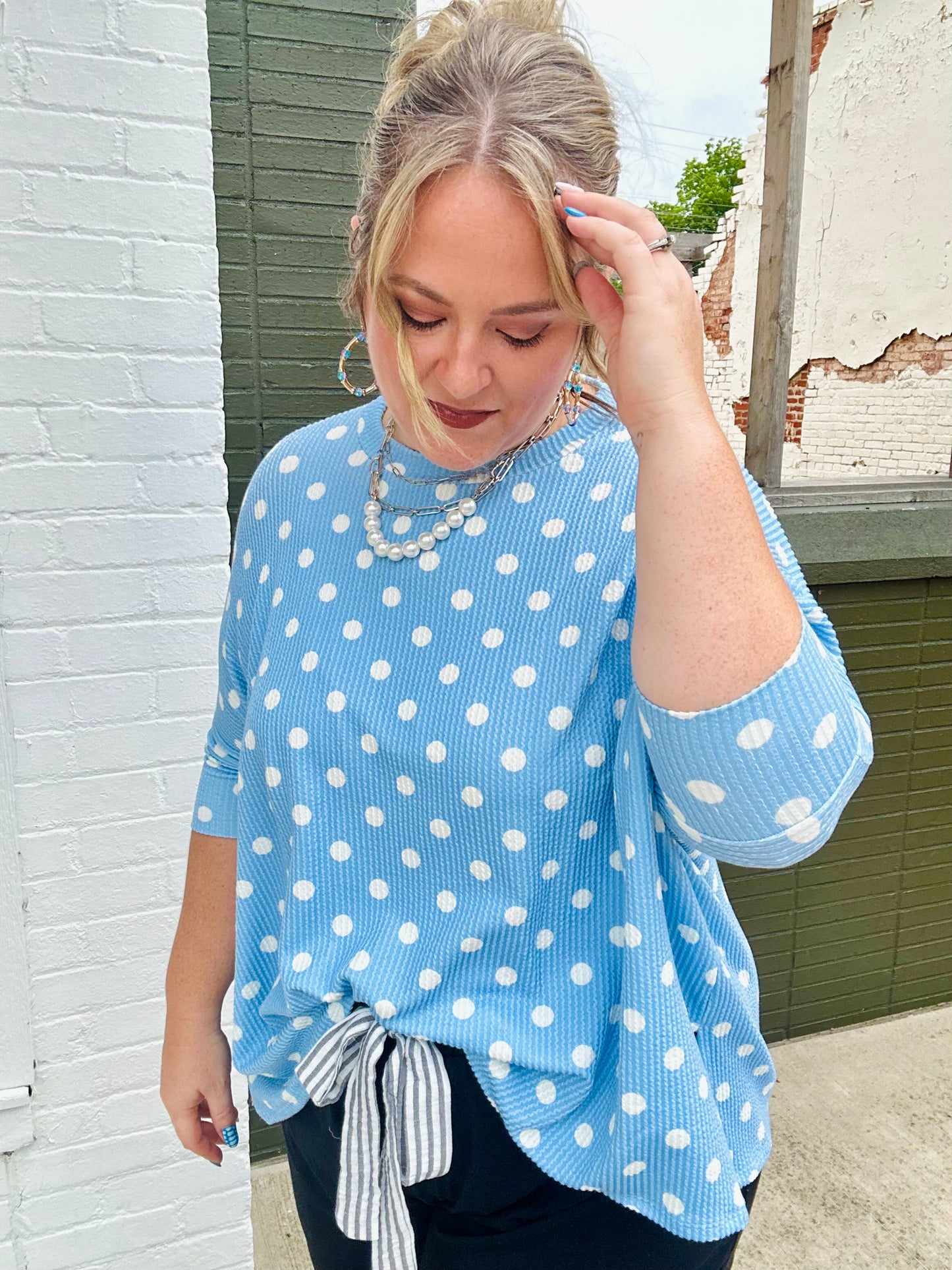 Ken Ribbed Polka Dot Top