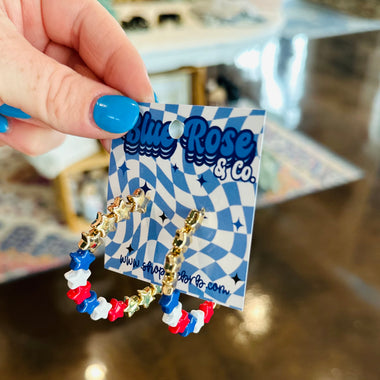 Red, White & Blue Star Hoops