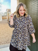 Floral Corduroy Puff Sleeve Babydoll Dress