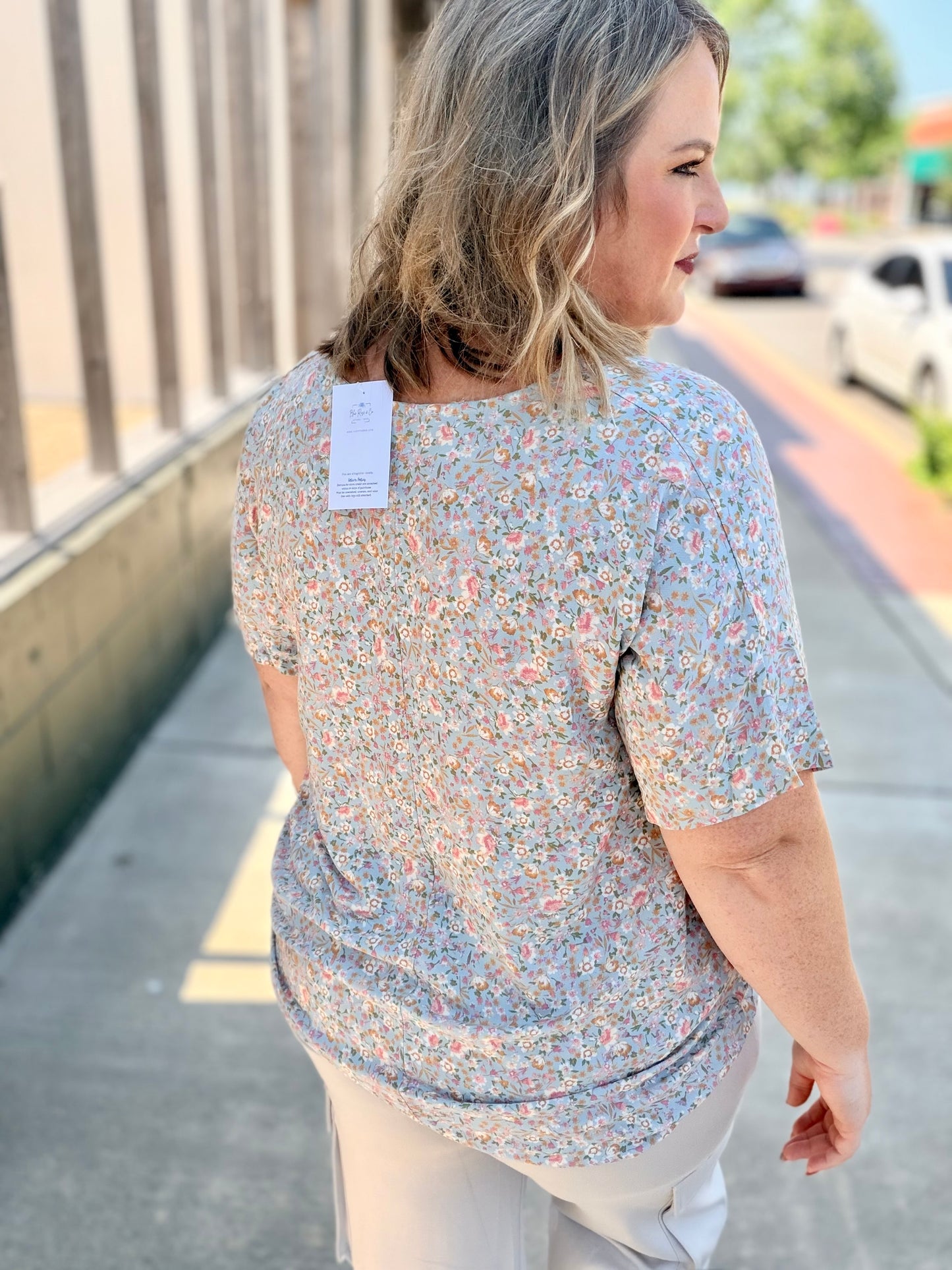 Floral Print Oversized V-Neck Top