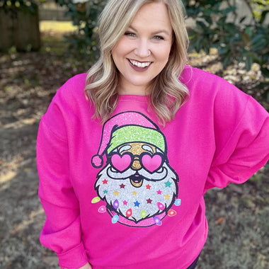 Fancy Santa on Pink Sweatshirt