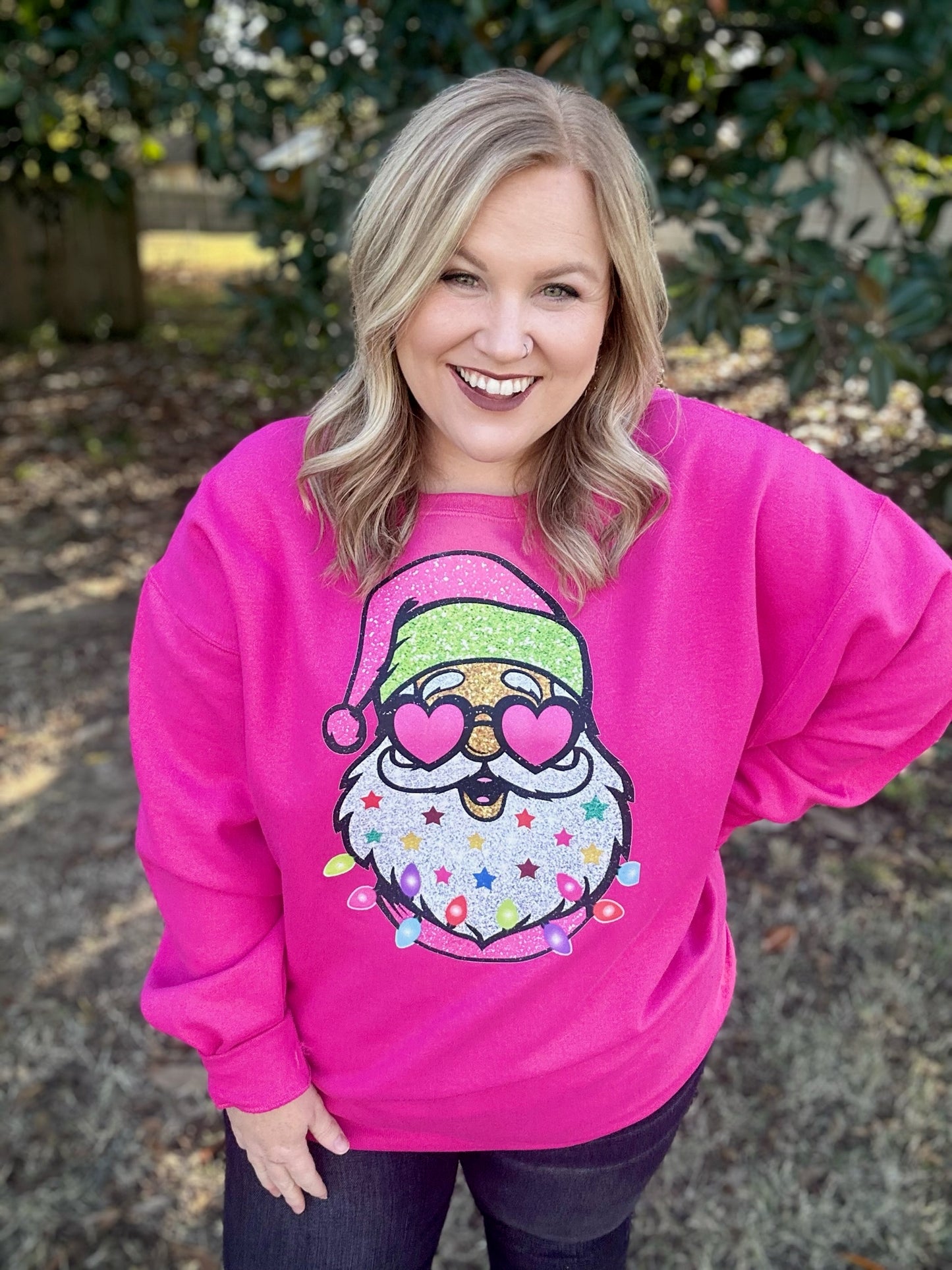 Fancy Santa on Pink Sweatshirt