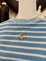 Multi Charm Porcelain Bow Ball Chain Necklace